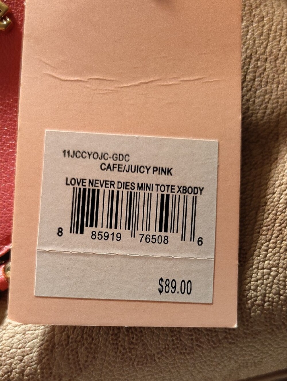 Juicy Couture Beige Mini Satchel with Pink Heart Patch - Picture 11 of 12